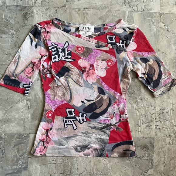 A. Byer Tops - A Byer vintage retro micro-mesh y2k shirt